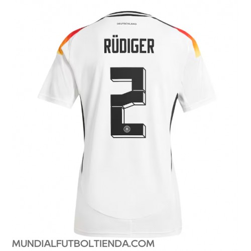 Camiseta Alemania Antonio Rudiger #2 Primera Equipación Replica Eurocopa 2024 para mujer mangas cortas